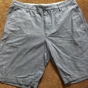 J Crew Classic Blue Chambray Men's Flat Front Shorts Size 33